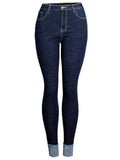 Simple Style Slim Fit Stretchy Hemming Women Denim Jeans