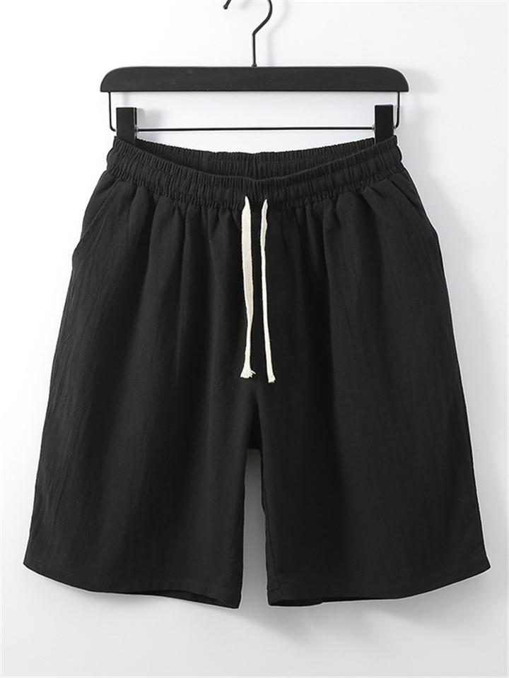 Lightweight Linen Two-Piece Outfit Wrap Neck T-Shirt + Elastic Waistband Knee-Length Pants