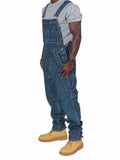 Men's Multi-Pocket Washed Effect Loose Denim Jumpsuit Overalls