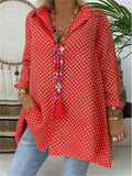 Women's Retro Polka Dot Button Up Blouses