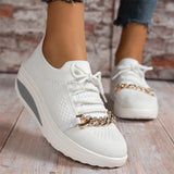 Ladies Trendy Breathable Chain Design Wedge Heel Shoes