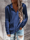 Casual Striped Loose Knit Zipper Hooded Sweater