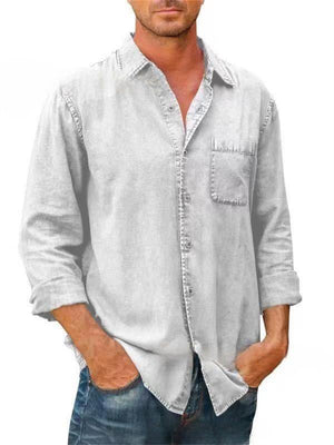 Men's Fashion Comfy Button Up Washed Cotton Shirts