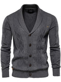 Mens Vintage Stripes Cardigan Sweater Twist Knitted Button Down Sweater