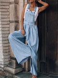 Women's Sleeveless Loose Denim Jumpsuits for Summer