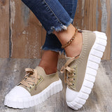 Fashion Thick Sole Round Toe Lace-Up Leisure Shoes
