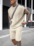 Men's Sporty Trendy Loose Sleeveless Knitted Tops+Knee Shorts