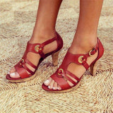 Women's Elegant High Heels Buckle Strap Sandals for Summer