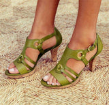 Women's Elegant High Heels Buckle Strap Sandals for Summer