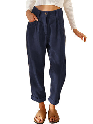 Women's High Waist Corduroy Pants