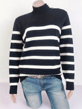 Comfortable Knitted Turtleneck Striped Sweater For Women