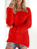 Women's Cute Candy Color Warm Fluffy Plush Sweaters