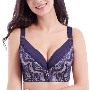 Busty Push Up Underwire Lace Bra That Fits - Mix Blue