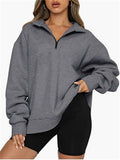 Women's Comfy Casual Half Zip Long Sleeved Sweatshirt