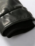 Men Winter Fashion Fleece Lined Midi Leather Jacket With Waistband