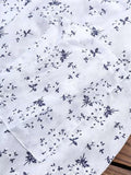 Casual Style Stand Collar Floral Button Up Midi Length Cotton Linen Blouse