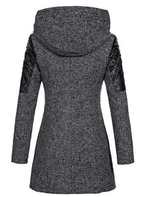 Women's Warm Asymmetric Design Hooded Woollen Coat