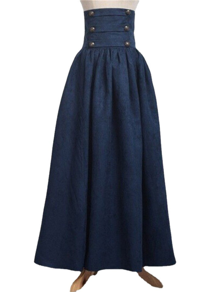 Retro High Waist Solid Color Swing Skirts