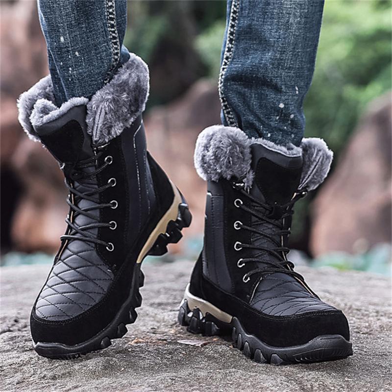 Men's Lace-Up Plush High-Top Winter Snow Boots