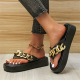 New Fashion Chain Flip-flops Flat Platform Slippers