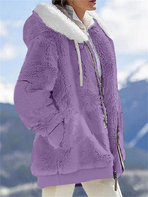 Warm Fluffy Long Sleeve Zipper Hoodies