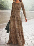National Style Paisley Print Long Sleeve Extra Loose Women Dress for Autumn Winter