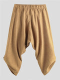 Men's Calf-Length Drawstring Linen Harem Pants