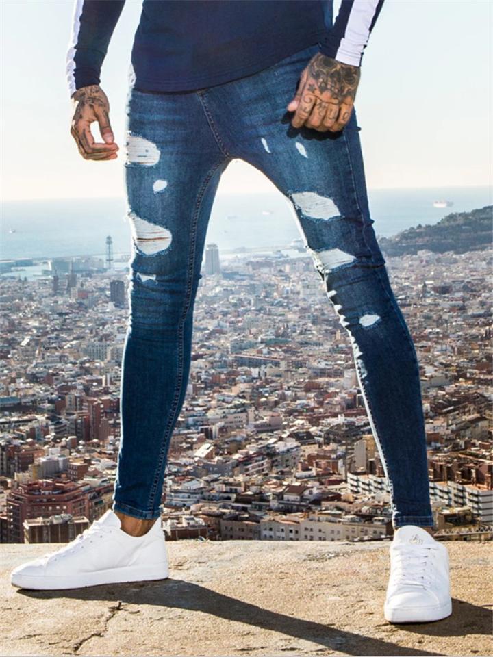 Men’s Skinny Fit Washed Ripped Jeans