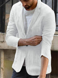 Men's Slim Fit Lapel Collar Casual Linen Blazer Jacket