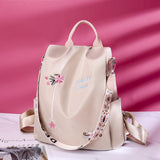 Floral Embroidered Large Capacity Anti-Theft Design Backpack Shoulder Bag Two-Way To Carry