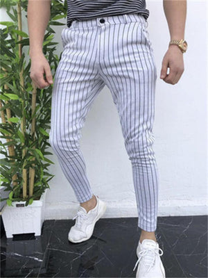 Fashion Slim Striped Button Men's Casual Pants