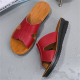 Summer Plus Size Soft Genuine Leather Women Sandy Beach Slippers