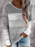 Women's Stylish Color Block Pullover Hooded Sweaters