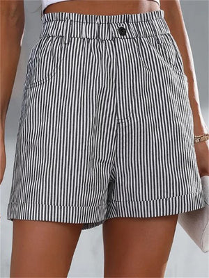 Fashion Loose-fitting Thin Vertical Stripes Shorts for Women
