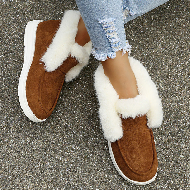 Daily Casual Rubber Outsole Women Warm Plush Loafers
