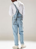 Men's Denim Bibs Straight Neck Multi Pocket Denim Jumpsuit
