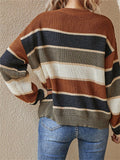 Stripe Contrast Color Round Neck Sweaters
