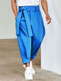 Casual Solid Color Straight Leg Pants With Belt