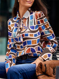 Spring Autumn Trendy Female Loose Printing Lapel Shirts