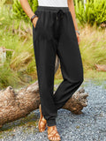 Female Spring Summer Thin Drawstring Pants with Pockets