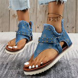 Trendy Metal Rivets Flat Zipper Roman Sandals for Lady