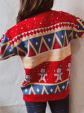 Winter Christmas Style Lovely Cartoon Snowman Print Pullover Wool Sweater for Women