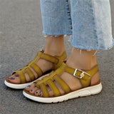 Women's Retro Hollowed Out Open Toe Flat Beach Sandals