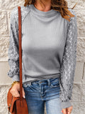 Women's Crewneck Lace Patchwork Hollow Out T-shirt