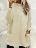 Casual Warmth Round Neck Mid Length Female Plush Shirts