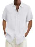 Short Sleeve Linen Beach Shirts for Men
