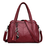 Fashion Elegant Leather Handbag Large Capacity Tassel Ornaments Shoulder Bag