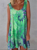 Sleeveless Floral Tie-Dye Pastel Dress
