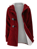 Vintage Casual Warm Plush Lined Hooded Jacket for Women