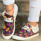 Halloween Lovely Pumpkin Print Keep Warm Soft Women Loafers